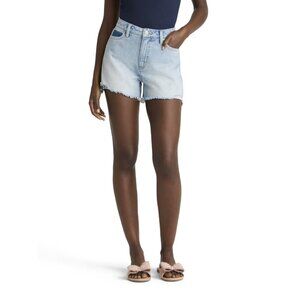 Time and Tru Women's Destructed 4" Denim Short, Size 12, Relaxed Fit, High-Rise